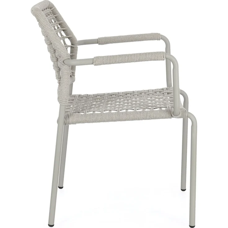 Gartenstuhl Rajada aus Aluminium, modern stapelbar, sandfarben, für Outdoor, mit Armlehnen – Bild 3