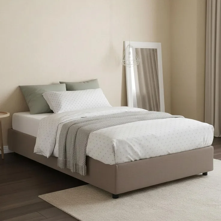 Talamo Italia - Doppelbett Nicole, Bettkasten mit Stoffbezug, 100 % Made in Italy, Öffnung vorne, geeignet für Matratze 120 x 190 cm, taubengrau