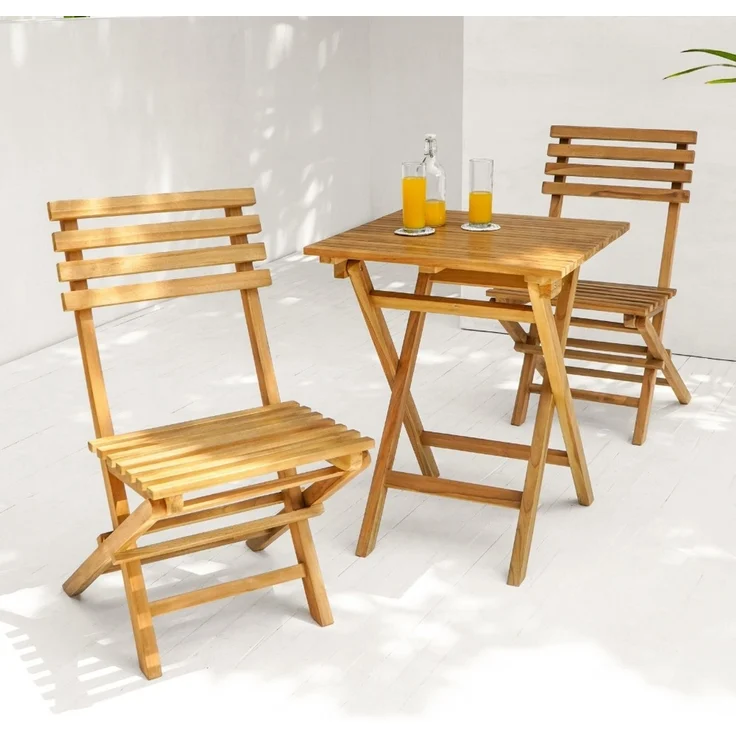 Teak Klapptisch KURSI ca. L60cm Natural Esstisch Gartentisch Tisch Massivholz – Bild 2