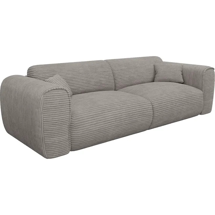 Vente-unique - POGNIA Sofa SamtStoff Grau - B 100 cm x H 73 cm x L 236 cm – Bild 4
