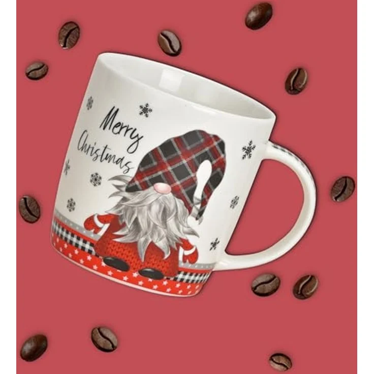 matches21 HOME & HOBBY Tasse Weihnachtstassen 2er Set mit Spruch Merry Christmas Wichtel, 2-tlg, Porzellan, Tee Kaffee-Becher, Weihnachten, modern, grau weiss rot, 340 ml – Bild 4