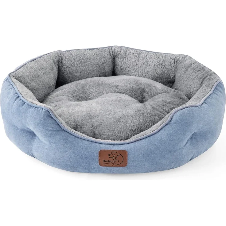 BEDSURE Katzenbett waschbar Katzen Bettchen - 51 x 48 x 15 cm Katzen Bett mit zweiseitig Innenkissen Katzenschlafplatz für Katzen oder kleine Hunde, blau – Bild 1