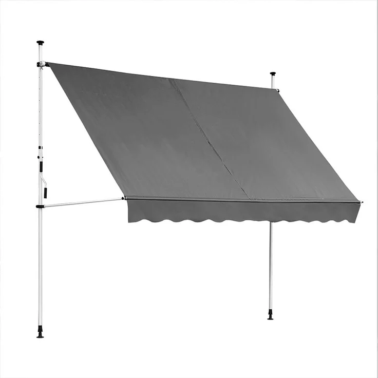 Klemmmarkise 200cm Balkon Sonnenschutz Grau Sonnensegel Terrasse Windschutz – Bild 3