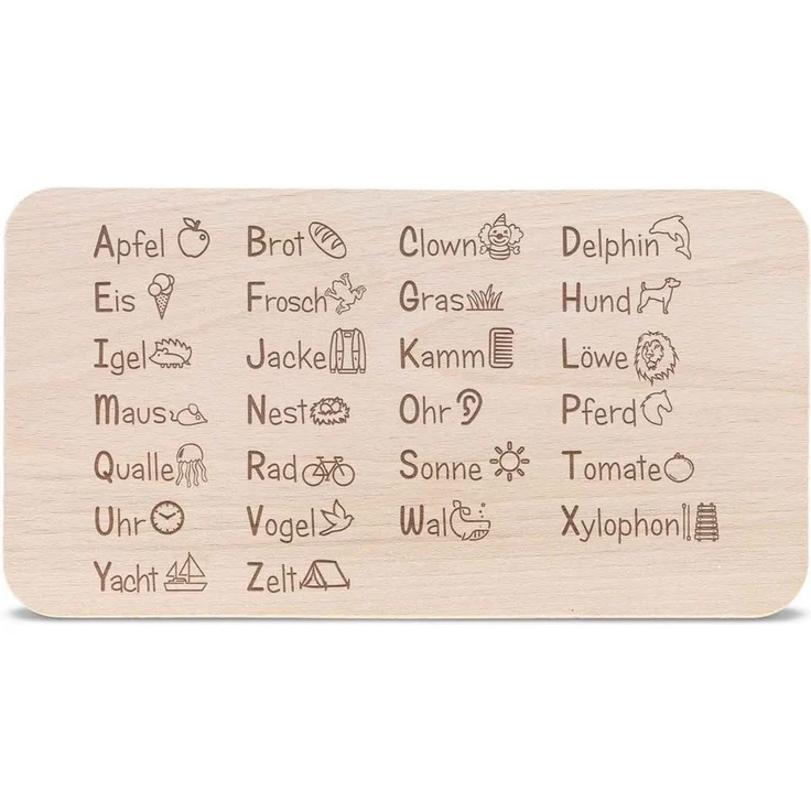 GRAVURZEILE Schneidebrett Frühstücksbrettchen Brettchen für Kinder - 1x1 & ABC im Set, Buchenholz, (Set), Geschenk zur Einschulung zum einfachen lernen – Bild 3