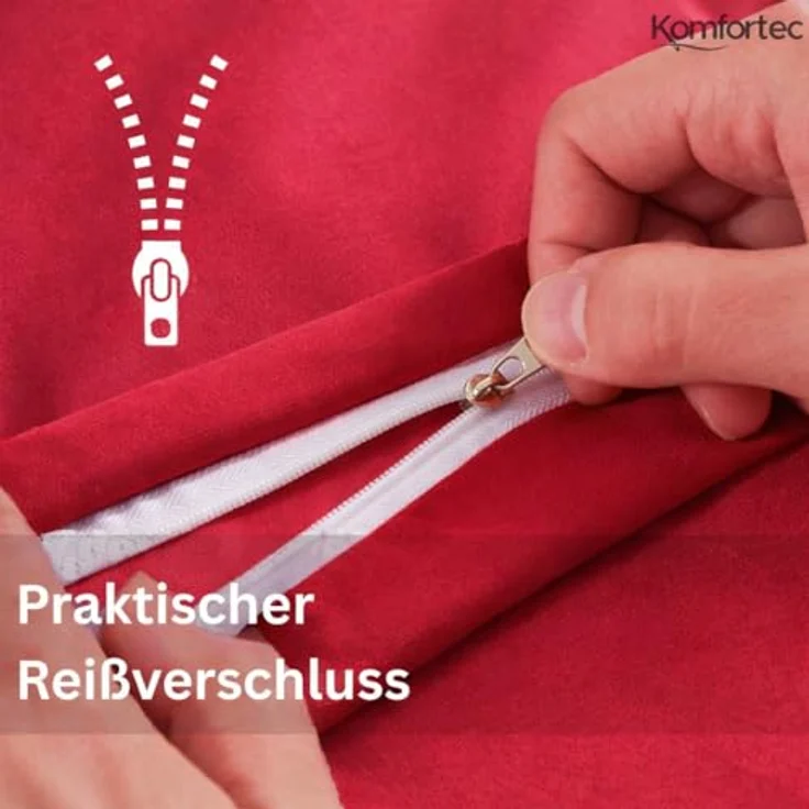 Komfortec Kissenbezug 80x80 cm 2er Set aus Gebürstet Mikrofaser mit Reißverschluss, Atmungskativ und Weich – Rot – Bild 5