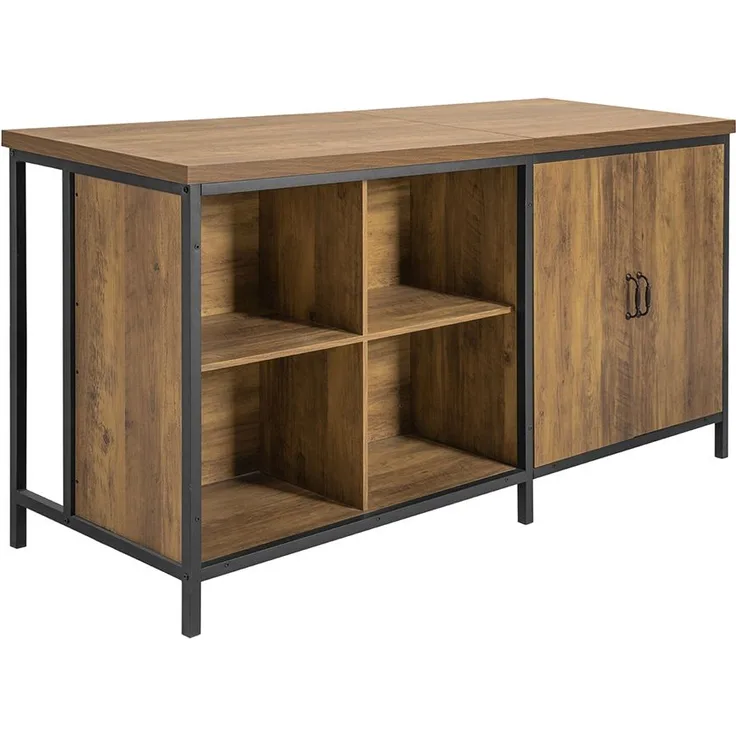 SoBuy KNL01-F Kücheninsel, MDF, PVC-Beschichtung, Braun, 120 x 90 x 45 cm