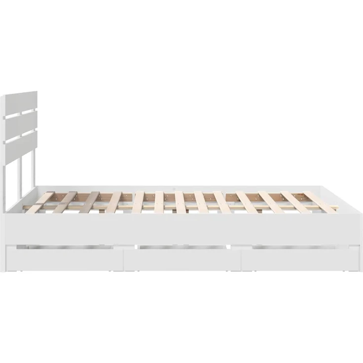 vidaXL Bettrahmen mit Schubladen Weiß 160x200 cm Ingenieurs Holz 3411489 – Bild 8