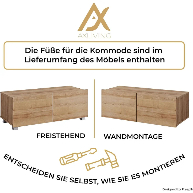 AX LIVING Möbel im Wohnzimmer „Kossana 4“ – 255cm Breite Goldene Eiche – Bild 10