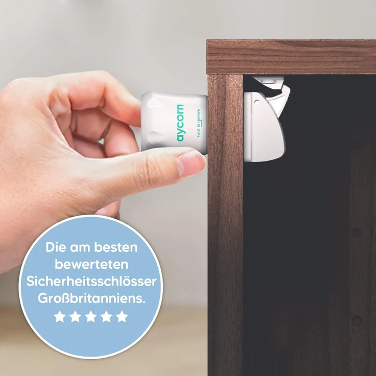AYCORN Magnetisches Schrankschloss für Kinder und Babys - unsichtbare Kindersicherung für Schrank & Schublade - 10 Schlösser + 2 Schlüssel ohne Schrauben und Bohren - Einfache Montage BONUS Video – Bild 3