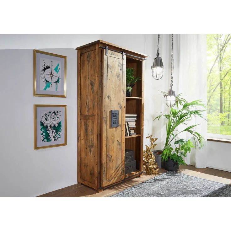 Schrank Mango 100x50x190 natur lackiert RAILWAY #115 – Bild 4