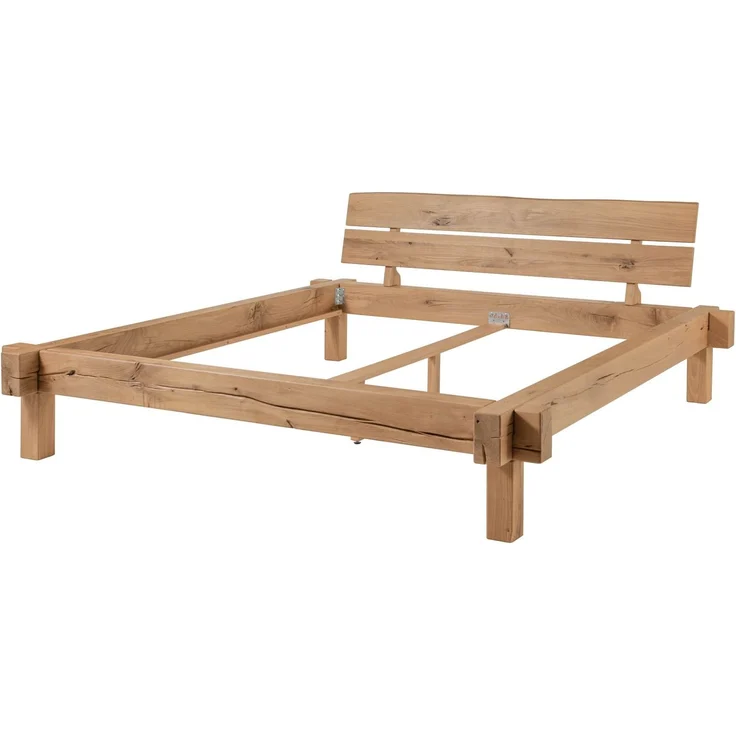 Balkenbett Wildeiche 180x200 bianco geölt JANGALI #112 – Bild 1