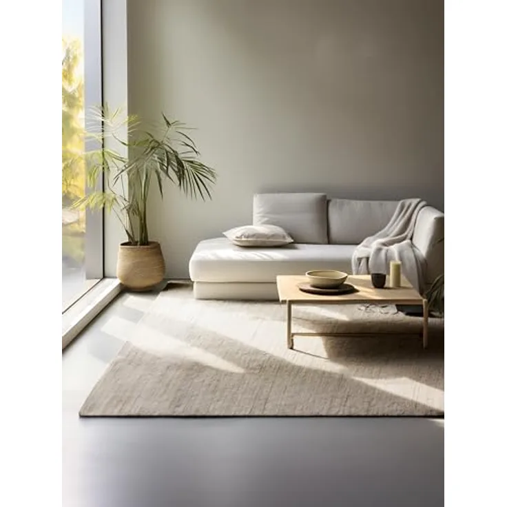 XXXL Juteteppich Handloom 1.0, Rechteckig, Greige, 80x150 cm, Oeko-Tex® Standard 100, Beidseitig verwendbar, Pflegeleicht, Strapazierfähig, Für Fußbodenheizung geeignet
