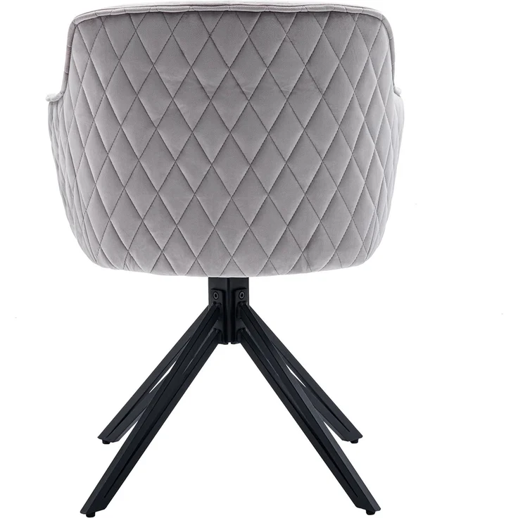 SalesFever Armlehnstuhl aus Samt mit 360° Drehfunktion, Wabensteppung und schwarzem Stahlgestell – Bild 5