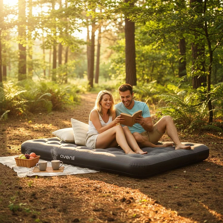 Avenli Luftmatratze Camping CloudCoil grau 203x152x22cm – Bild 4