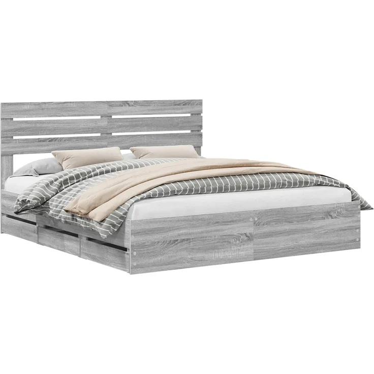 vidaXL Bettrahmen Graues Sonoma 180x200 cm Ingenieurs Holz 3411488 – Bild 1