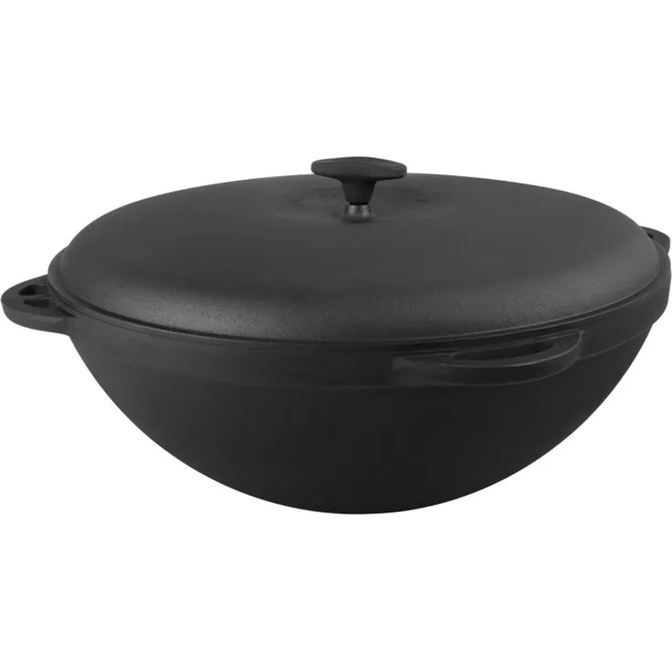 Gusseisen-Kasan 22 l mit Deckel – Ø 50 cm in Schwarz