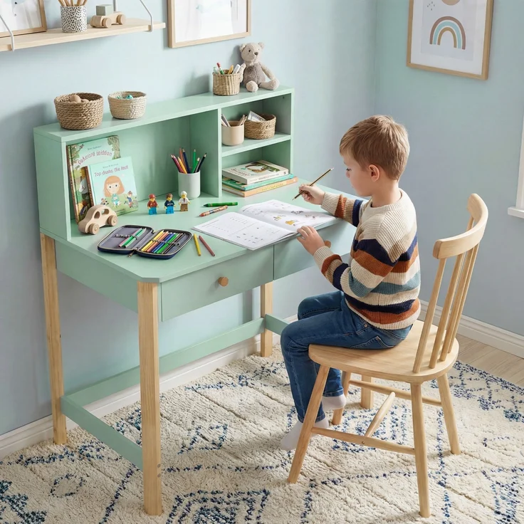 AIYAPLAY Kindertisch, MDF, Kiefernholz, Grün, 90L x 52B x 105H cm – Bild 2
