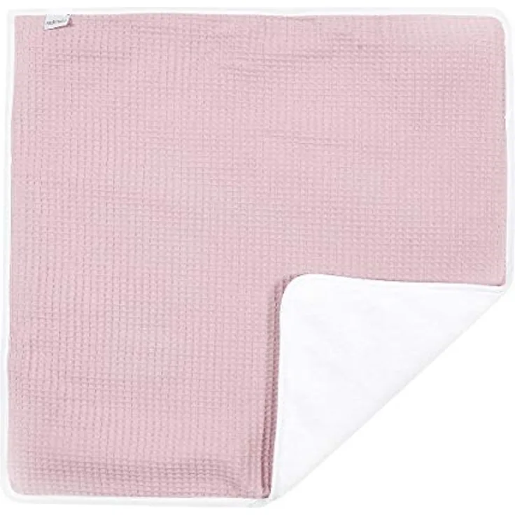 KraftKids Wickeltischunterlage Waffel Piqué rosa, Windelmatte aus 100% Baumwolle, wasserundurchlässige Reise-Wickelunterlage