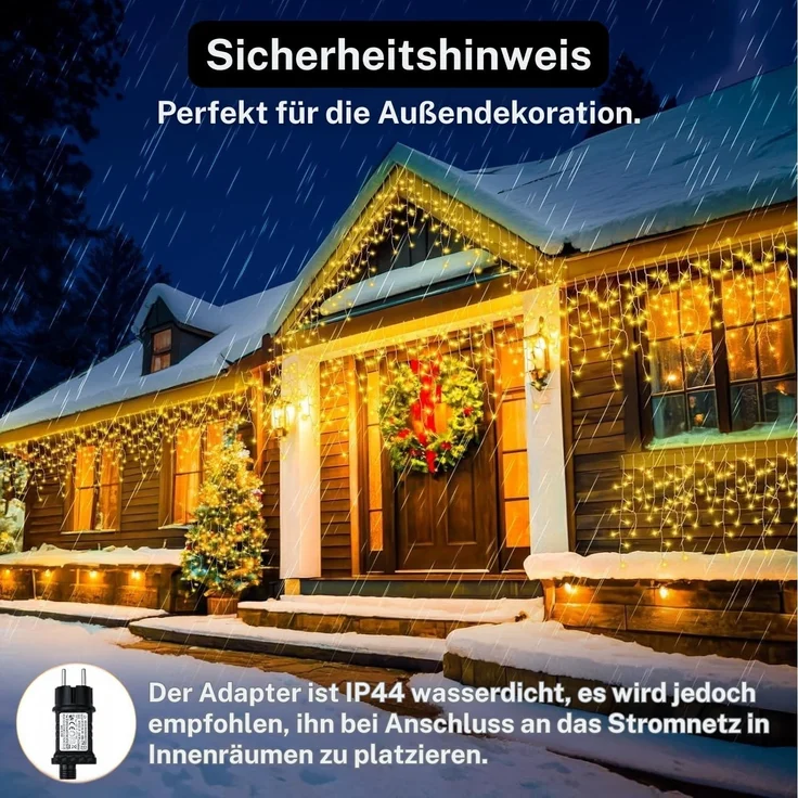 Montegoni LED-Lichterkette 2m 280 LEDs Christbaumbeleuchtung mit Ring, 8 Stränge, 8 Modi, weihnachtsbaumbeleuchtung IP65 Wetterfest, Memory und Timer Funktion – Bild 7
