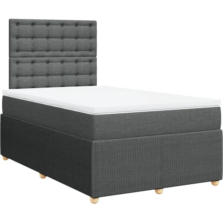 vidaXL Boxspringbett mit Matratze Dunkelgrau 120x200 cm Stoff 3294338 – Bild 3
