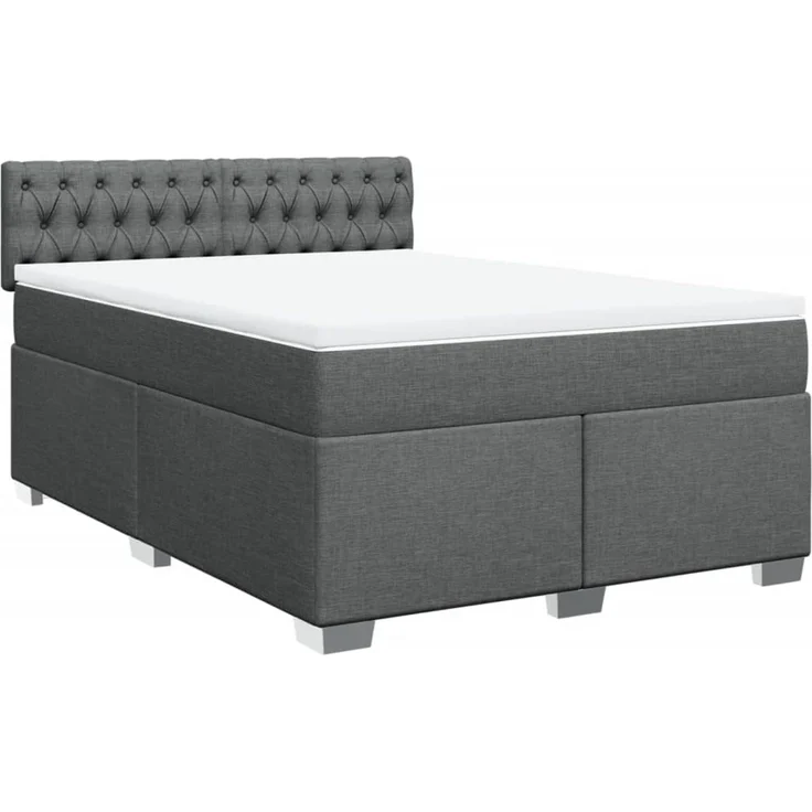 vidaXL Boxspringbett mit Matratze Dunkelgrau 160x200 cm Stoff 3285947 – Bild 2