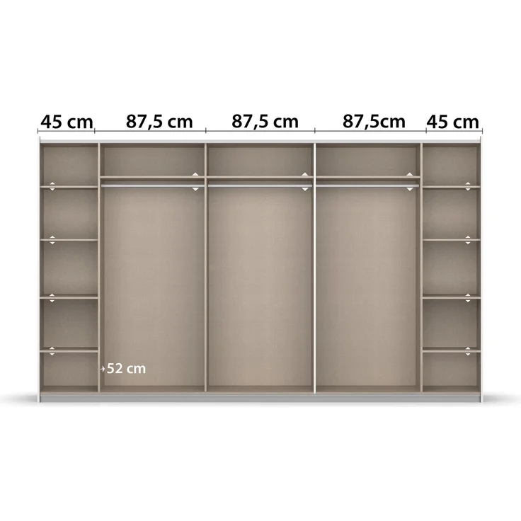 rauch 'Kronach' Kleiderschrank, 4-türig, Holz, 354 x 210 x 59 cm, Weiß / Weiß, mit Spiegel – Bild 6
