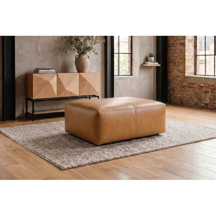 KAWOLA Polsterhocker CELESTE Hockerbank Leder cognac 48 x 80 x 120 cm – Bild 1