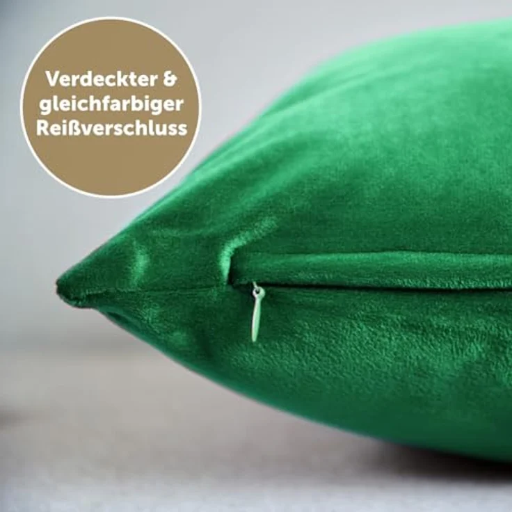 Blumtal Kissenbezug 2er Set - dekorativer Samt Kissenbezug mit verstecktem Reißverschluss, Kissenhülle für Zierkissen, waschbar – Bild 5