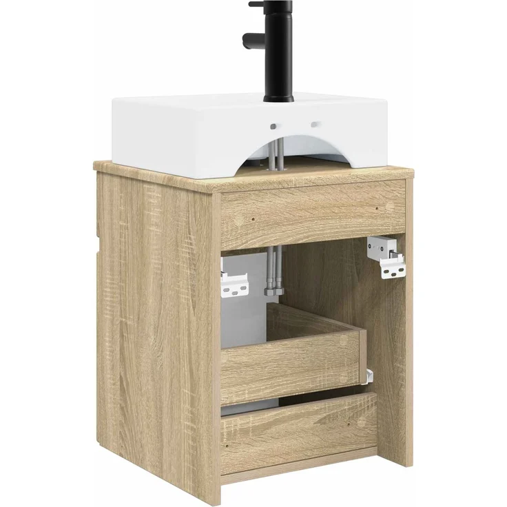 vidaXL Wandmontierter Waschbeckenunterschrank Sonoma-Eiche 890574 – Bild 4