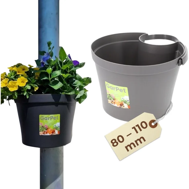 Blumentopf für Regenrohr Fallrohr Blumentopf Regenrohr Pflanzengefäß Regenrinne Fallrohrpflanzgefäß Pflanztopf für Pfosten Säulentopf Abflussrohr Hängetopf Säule Grau