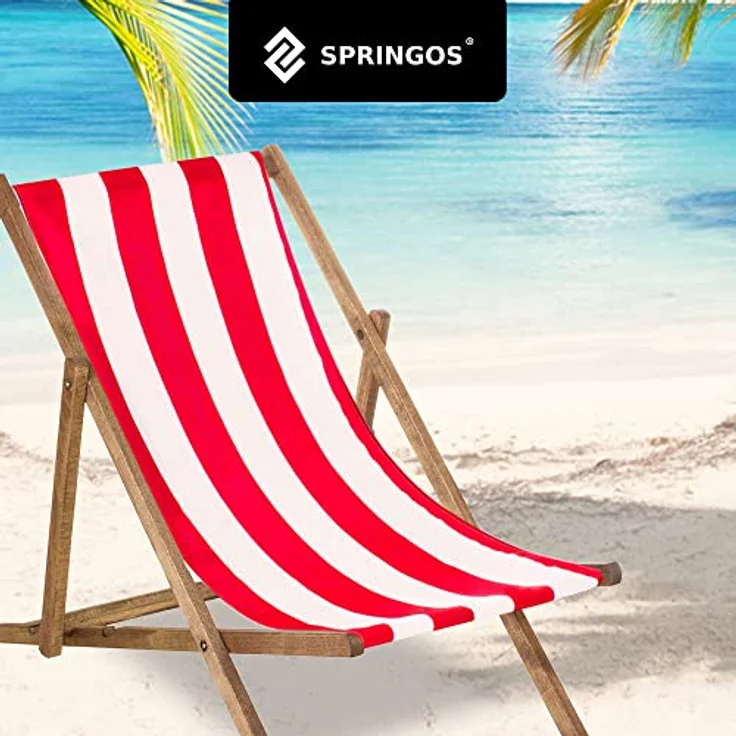 Springos Liegestuhl Buchenholz, klappbar und imprägniert, 3-stufig regulierbar, bis 120 kg belastbar, für Garten und Strand – Bild 7