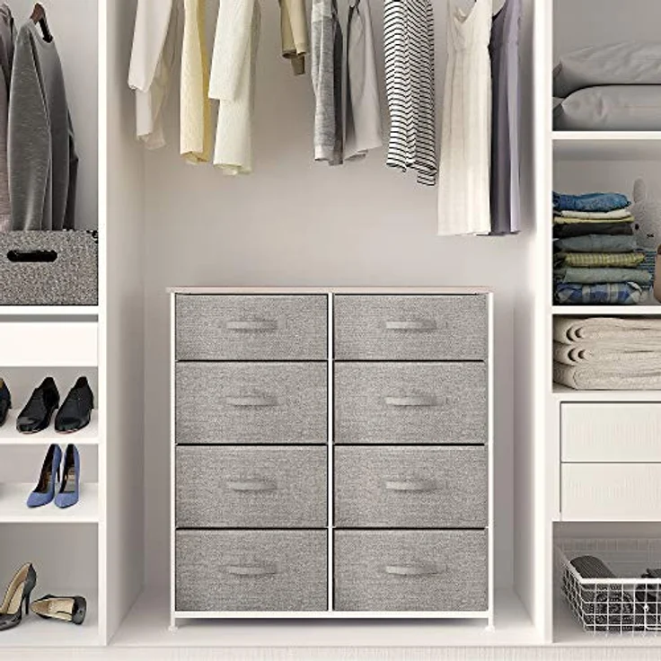 YITAHOME kommode mit Schubladen, Schrank mit 8 Schubladen aus Stoff, Aufbewahrungskommode Modernen Stil für Schlafzimmer, Wohnzimmer,Flur, Hellgrau Aufbewahrungsschrank – Bild 10