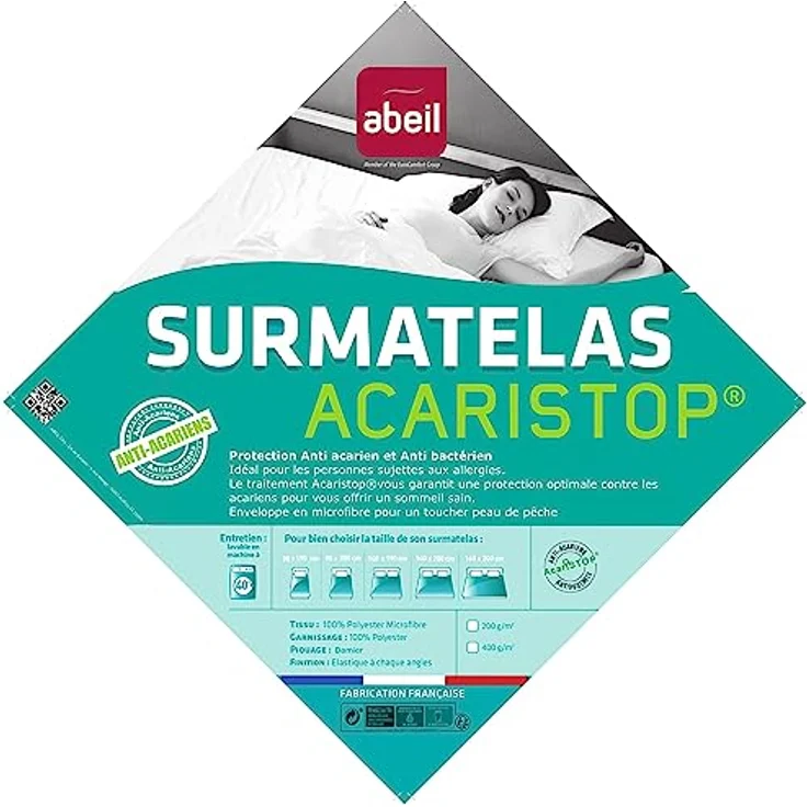 Abeil Acaristop Matratzenauflage, milbendicht, 90 x 190 x 2 cm, Weiß – Bild 5