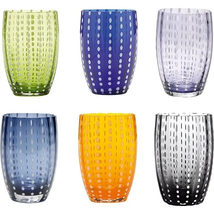 Zafferano Gläser-Set Perle Handgemachtes Gläser Set 6 Stück - Farblich Sortiert, 6-teiliges Set