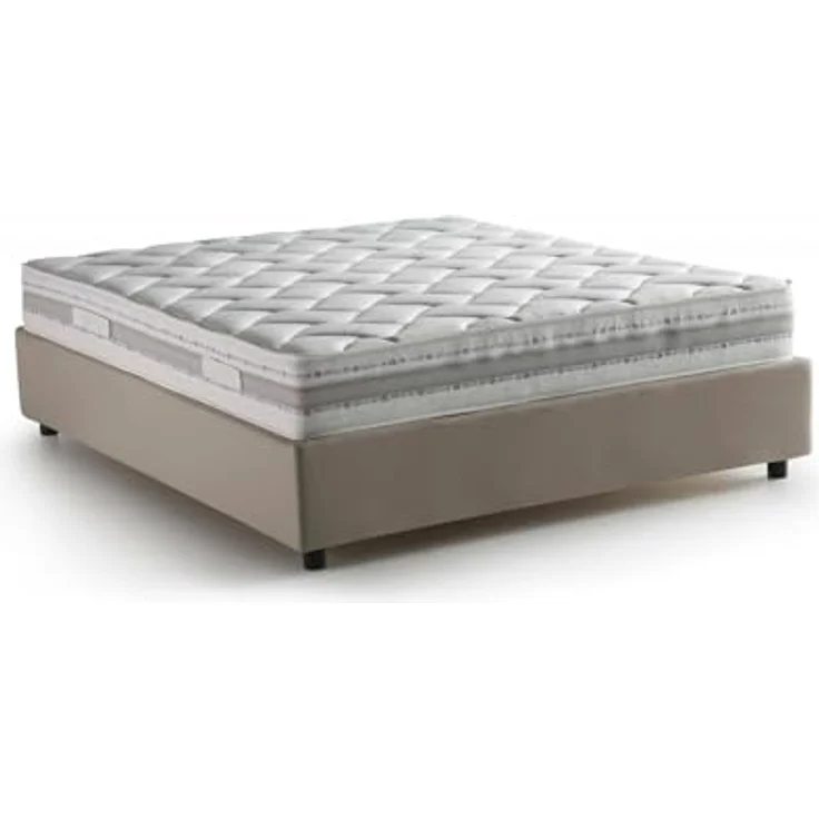 Talamo Italia - Dana Doppelbett, Bettkasten mit Stoffbezug, 100 % Made in Italy, Öffnung vorne, inklusive Matratze 160x190 cm, Taupe – Bild 3