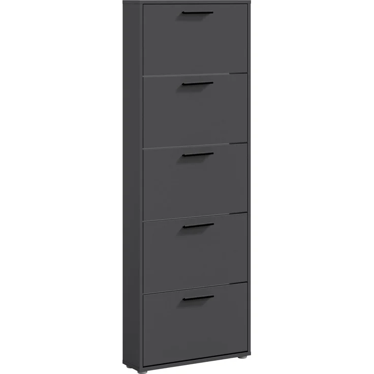 Carryhome 'SAM' Schuhkipper mit 5 Klappen, Holznachbildung anthrazit, 59 x 169 x 17 cm, Platz für 15 Paar Schuhe – Bild 1