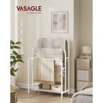 VASAGLE Handtuchhalter, stehend, Handtuchständer 3 Stangen, 70 x 30 x 100 cm, 2 Haken, Ablage, für Decke, Badetücher, wolkenweiß-naturbeige LLS019W01