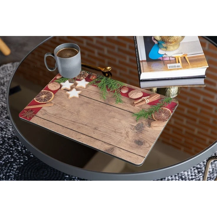 matches21 HOME & HOBBY Platzset Abwaschbare Tischsets 6er Set Weihnachten Gewürze & Holz-Optik, (6-St), Platzsets als Tisch-Untersetzer und Tisch-Deko für Esstisch Teller – Bild 2