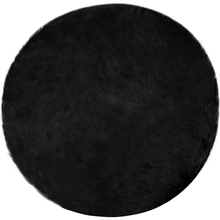 vidaXL Kunstschaffell Teppich Tafalla Schwarz Ø 120 cm Polyester 42021581
