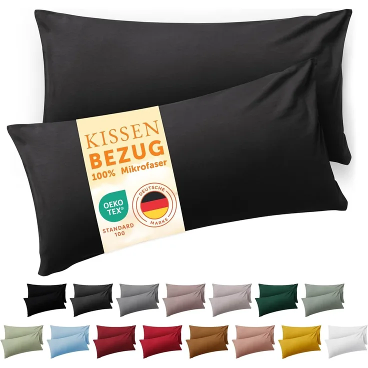 Blumtal Kissenbezüge aus gebürstetem Mikrofaser-Gewebe, (2 Stück), mit Reißverschluss oder Verschlusslasche