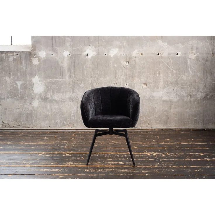 KAWOLA Esszimmerstuhl LIMA Drehstuhl Stoff schwarz 80 x 60 x 57 cm