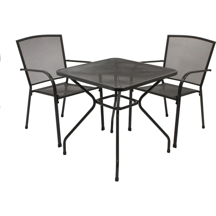 Garnitur CLASSIC 3-teilig, Streckmetall anthrazit (Tisch 70x70 cm)
