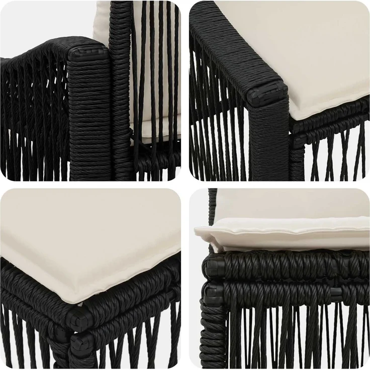 vidaXL Gartensofa-set 6 stk. 6-Sitzer Schwarz Poly-Rattan 3436102 – Bild 5