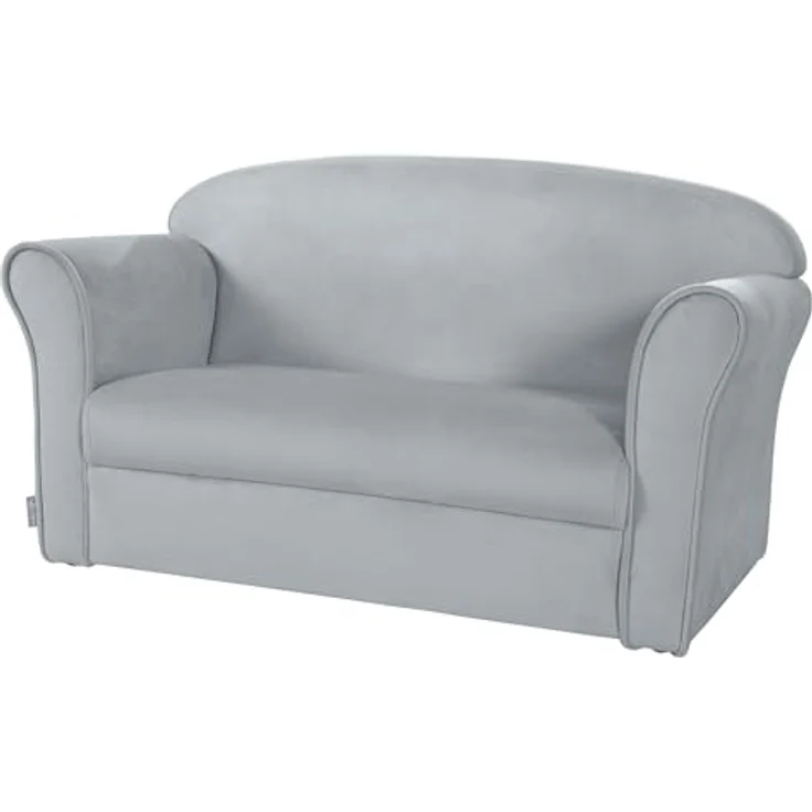 roba Kindersofa 'Lil Sofa' mit Armlehnen - Bequeme Kindercouch mit Samtstoff - Silbergrau – Bild 2