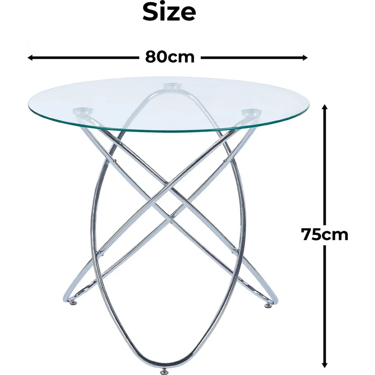 Esstisch aus Glas und Metall in Chrom, modernes Design, pflegeleichte Oberfläche – Bild 2
