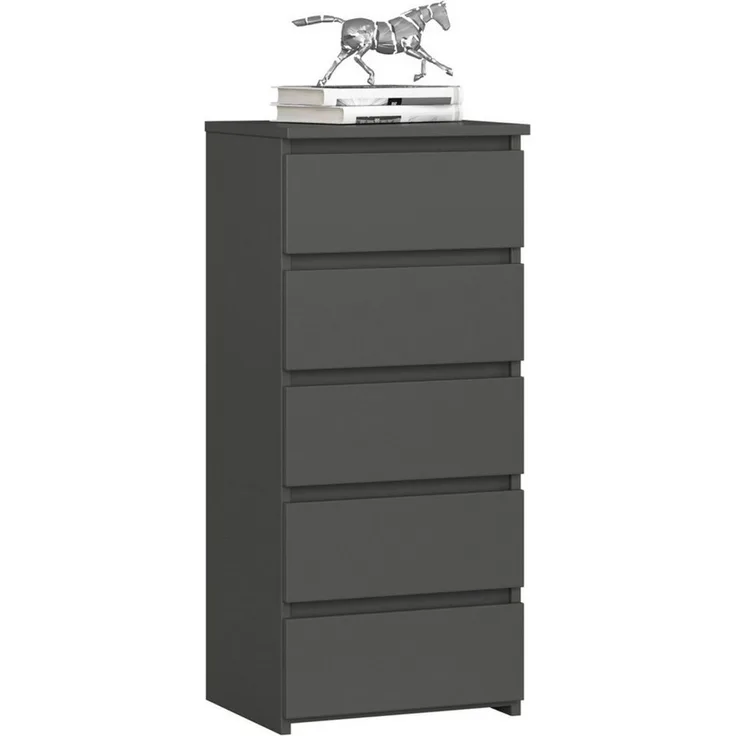 Home Collective Kommode 40 cm breit Holz Highboard Sideboard für Flur Schlafzimmer Wohnzimmer (Mehrzweckschrank Schrank schmal Kommode Schlafzimmer mit Schubladen), Kinderzimmer Organizer, 92 cm hoch mit 5 Schubladen graphit