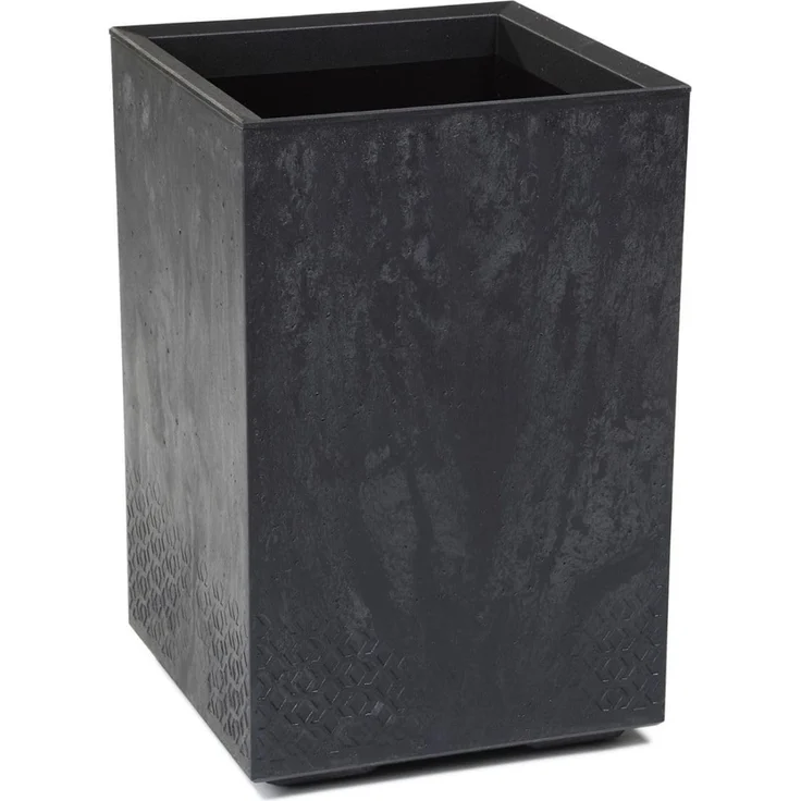 LAMELA Pflanzkübel mit Rollen Höhe 60 cm, 36L – Blumentopf aus Kunststoff in Betonoptik – Übertopf mit Wasserablauf – Modern für Innen & Außen - Wetterfest & Pflegeleicht, Schwarz – Bild 1