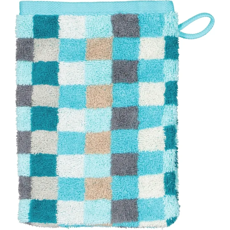 Cawö Waschhandschuh Waschhandschuh "Unique Karo" 2er-Pack, Frottier (2-St), Walk-Frottier Karo