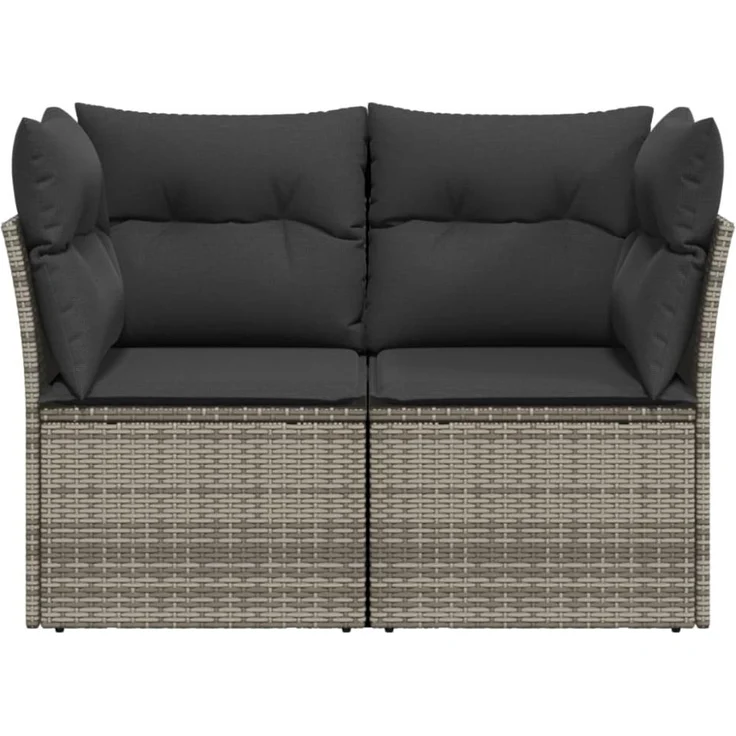 vidaXL Gartensofa 2-Sitzer mit Kissen Grau Poly Rattan 366137 – Bild 3