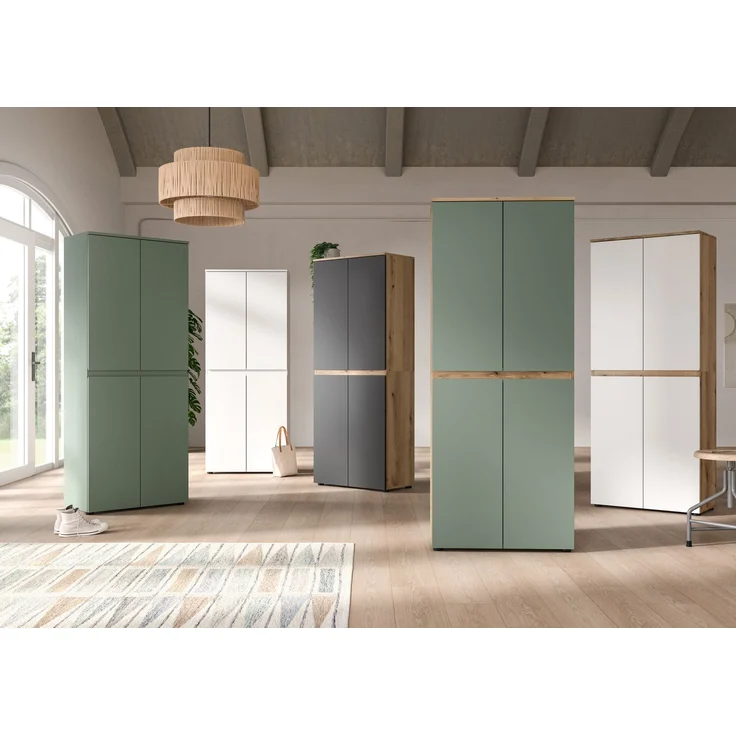 Universalschrank (B/H/T: 105x175x37 cm) in weiß und Evoke Oak Nachbildung – Bild 6